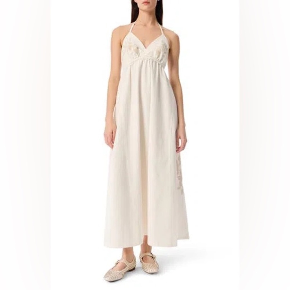 NWT Robert Rodriguez Neakita Halter Dress In White Embroidered Maxi Sz 16